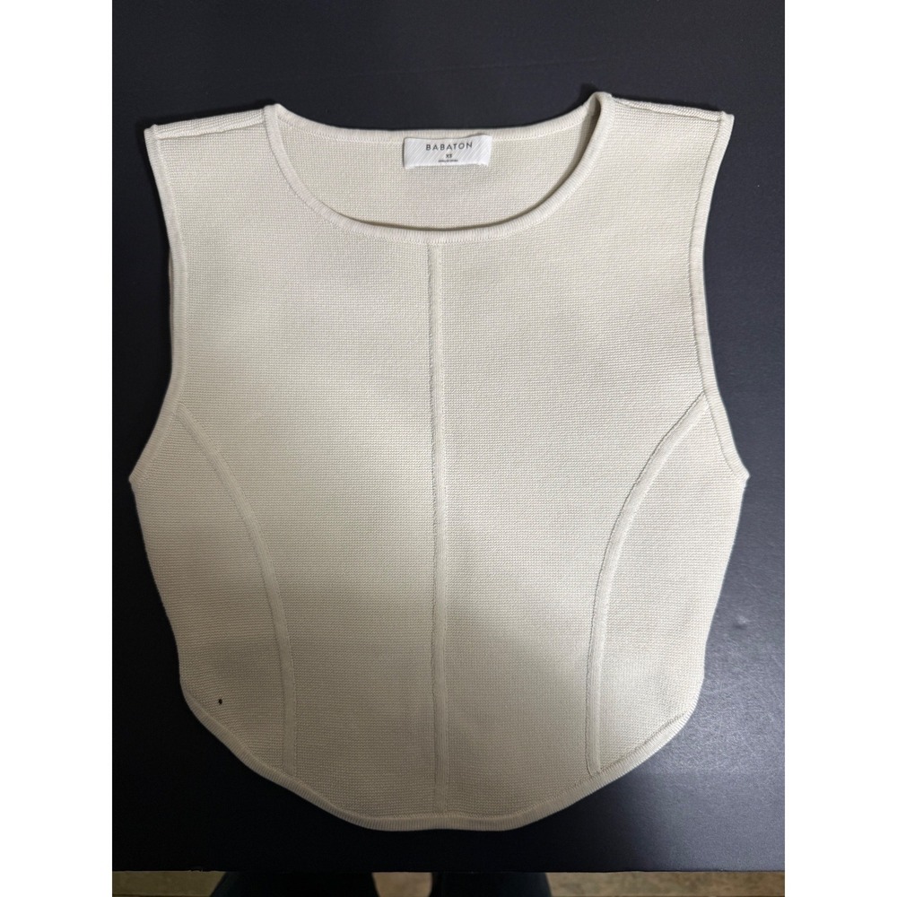 Babaton‎ Aritzia Clean Sculpt Knit High Neck Tank Top Cream XS 103775